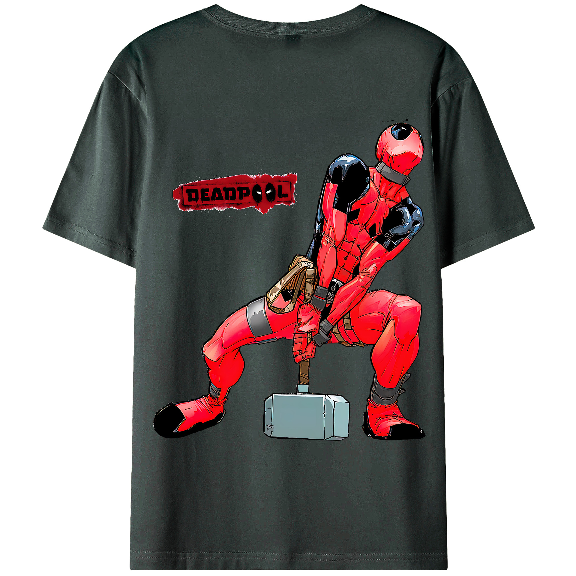 （画像用） Deadpool デッドプール 綿100％ メンズ半袖Tシャツ（バックプリント） 通気性